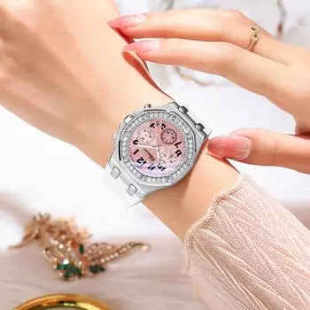 Новые модные часы с ремешком из ТПУ, женские наручные часы, простые повседневные женские кварцевые часы Relogio Feminino розовый