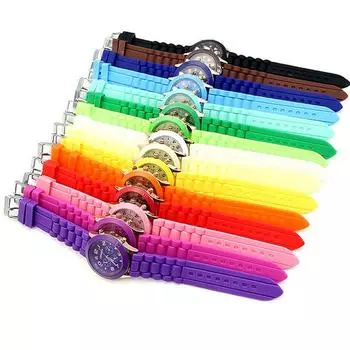 Новые модные часы унисекс женские наручные часы кварцевые часы 1 шт силикон оранжевый