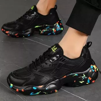 Новые модные черные кроссовки для мужчин и женщин, дышащая платформа, мужская спортивная обувь, большой размер 47, низкие повседневные кроссовки для мужчин 35