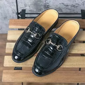 Новые модные черные летние мужские сандалии с коричневым каменным узором, мокасины с круглым носком, мужская обувь ручной работы, размер 38-47 38 зелёный