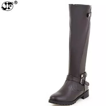 Новые модные черные сапоги до колена из искусственной кожи с теплым плюшем ручной работы, высококачественные классические женские ботинки 559 3 чёрный