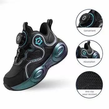 Новые модные детские ботильоны для мальчиков и девочек, высокие баскетбольные спортивные кроссовки для бега, детские высокие кроссовки для ходьбы и путешествий 30 чёрный