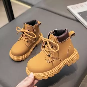 Новые модные детские ботинки Martin для мальчиков, короткие ботинки в британском стиле, ботинки для девочек, маленькие желтые ботинки 21 yards inner length 14cm белый