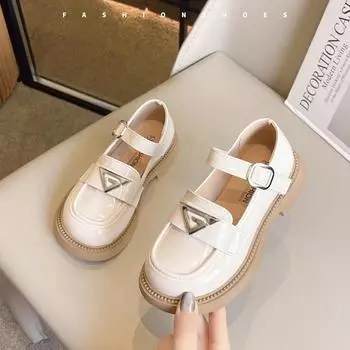 Новые модные детские кожаные туфли из глянцевой искусственной кожи черного цвета для школьниц, нескользящие универсальные школьные туфли для детей принцессы Мэри Джейн 26 бежевый