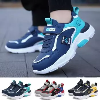 Новые модные детские кроссовки, повседневная уличная прогулочная обувь для мальчиков, удобные и противоскользящие сетчатые кроссовки, размеры 28-40 28 синий