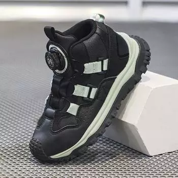 Новые модные детские походные ботинки для мальчиков и девочек, высокие баскетбольные спортивные кроссовки для бега, детские высокие кроссовки для ходьбы и путешествий 30 чёрный