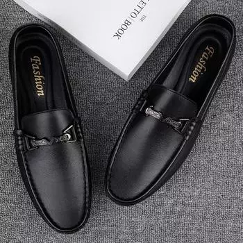 Новые модные дизайнерские мужские туфли-оксфорды с круглой головкой и черной металлической пряжкой на плоской подошве, повседневные туфли высокого качества для свадебного платья, выпускного вечера 38 чёрный
