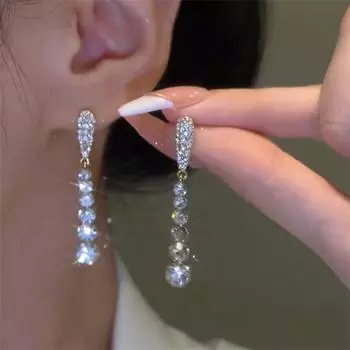 Новые модные длинные серьги-кисточки со стразами для женщин и девушек, подарочные украшения оптом золотой