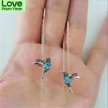 Новые модные длинные висячие серьги в виде маленькой птички для женщин, элегантные серьги-кисточки для девочек, стильные ювелирные изделия, индивидуальный подарок