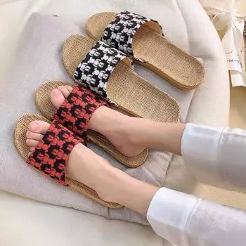 Новые модные домашние женские тапочки из ткани 35 зелёный