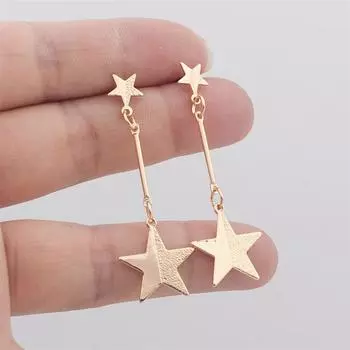 Новые модные двухслойные висячие серьги со звездами для женщин, золотые подвески с неровными звездами, висячие серьги золотой