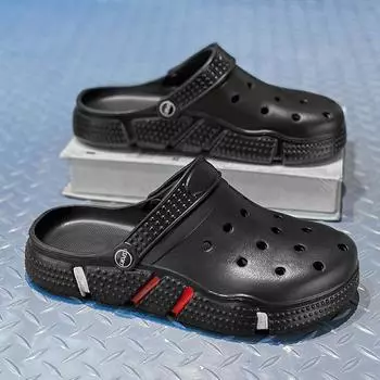 Новые модные дышащие тапочки с открытыми отверстиями, летняя пляжная обувь, мужские тапочки, уличные/домашние сандалии 39 серый