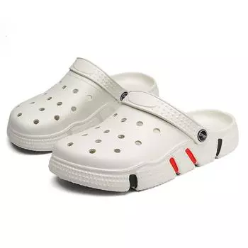 Новые модные дышащие тапочки с открытыми отверстиями, летняя пляжная обувь, мужские тапочки, уличные/домашние сандалии 49 серый