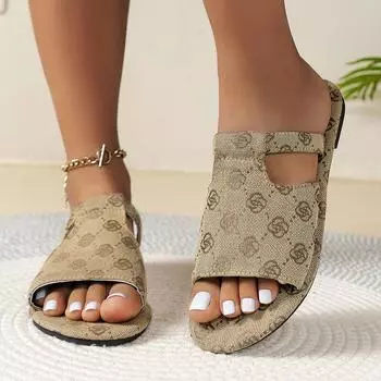 Новые модные джинсовые тапочки для женщин, сандалии на плоской подошве, женские повседневные шлепанцы с открытым носком, женские пляжные тапочки, туфли на плоской подошве, большие размеры 43 38 чёрный