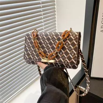 Новые модные европейские и американские сумки, ретро-модные повседневные сумки на ремне, сумки с косой цепочкой, универсальные женские сумки для поездок на работу и подмышки чёрный