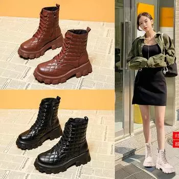 Новые модные европейские и американские женские ботинки Martin на толстой подошве, повседневные одинарные ботинки в британском стиле 38 кофейный