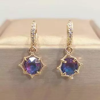 Новые модные фиолетовые висячие серьги геометрической формы с цирконием для женщин, модные серьги, ювелирные аксессуары фиолетовый