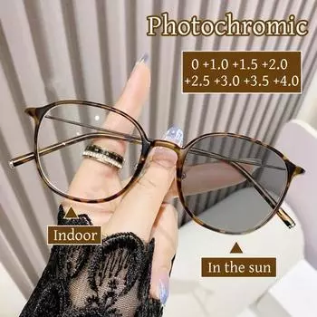 Новые модные фотохромные очки для близорукости, винтажные круглые очки с минусом диоптрий, женские и мужские уличные солнцезащитные очки с защитой от синего света и УФ-лучей 1.5