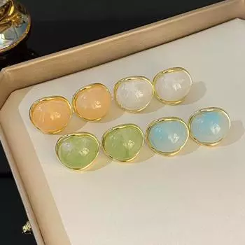 Новые модные французские серьги-гвоздики круглого цвета с геометрическим рисунком, женские серьги-гвоздики «Джокер»