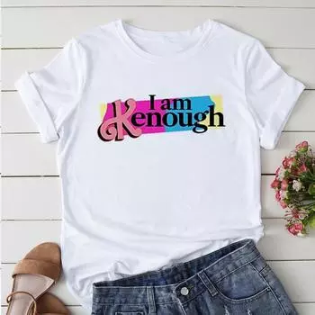 Новые модные футболки для женщин, простая дешевая стильная женская одежда, женская футболка с короткими рукавами и принтом «I Am Kenough» 4XL