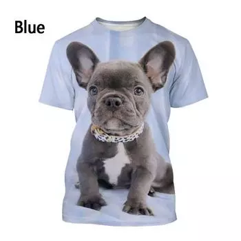 Новые модные футболки с принтом французского бульдога 3D для мужчин и женщин, повседневные футболки с короткими рукавами и круглым воротником для собак, топы S
