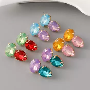 Новые модные геометрические простые серьги-гвоздики с бриллиантами и стеклянными бриллиантами для женщин, изысканные американские серьги с контрастными кристаллами синий