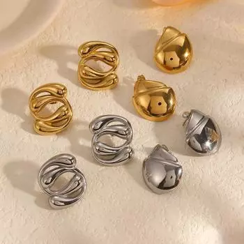 Новые модные геометрические серьги-гвоздики из титановой стали с каплями воды не выцветают серьги из 18-каратного золота из нержавеющей стали