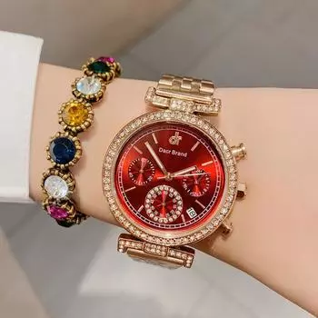 Новые модные и атмосферные женские часы со стальным браслетом, маленькие часы с тремя стрелками и календарем, женские водонепроницаемые кварцевые часы