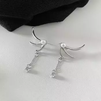 Новые модные и индивидуальные серьги с жемчугом и кисточками Wings для женщин