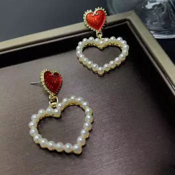 Новые модные и персонализированные простые серьги с жемчугом в форме персикового сердца