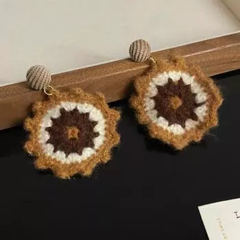 Новые модные и персонализированные вязаные серьги с цветком подсолнуха для женщин