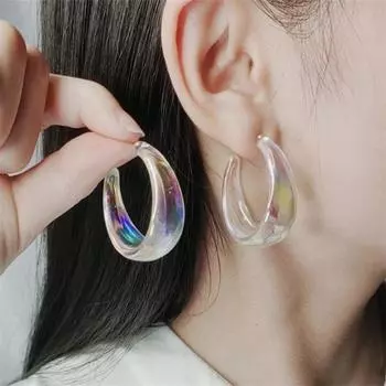 Новые модные иллюзорные прозрачные цветные серьги для женщин и девушек, подарочные ювелирные изделия оптом
