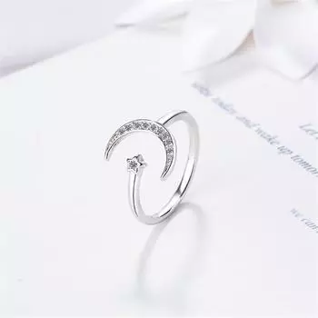 Новые модные изысканные ювелирные изделия из стерлингового серебра 925 пробы, не вызывающие аллергию кольца с кристаллами Луны и звезды R223