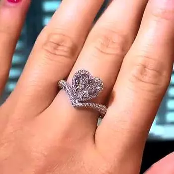 Новые модные кольца для женщин, роскошные кольца с кристаллами в форме сердца и цирконом для вечеринки, универсальные аксессуары, новые модные украшения для любви 7