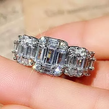 Новые модные кольца-обещания для женщин, серебряный цветной ремешок с ослепительно белым фианитом, эффектное кольцо на палец, женские украшения 6