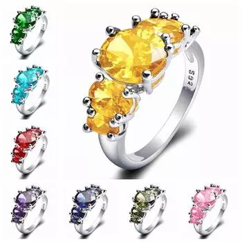 Новые модные кольца с покрытием из белого золота, нежные кольца с цирконием 9