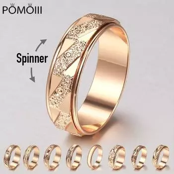 Новые модные кольца-спиннеры для женщин и мужчин из розового золота 585 пробы, вращающиеся матовые обручальные кольца, ювелирные изделия для свадебной пары, тренд 2023 года, Gr79 7