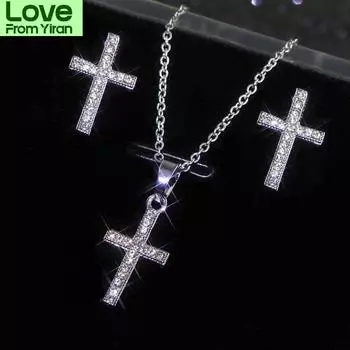 Новые модные комплекты ювелирных изделий для невесты с распятием серебряного цвета для женщин, подарок на годовщину, оптовая продажа ювелирных изделий J6464
