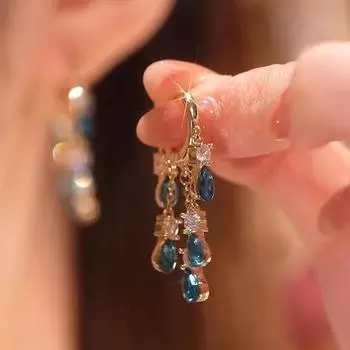 Новые модные корейские нежные легкие роскошные серьги с кисточками из циркона, женские ювелирные изделия, подарок на вечеринку, оптовая продажа, прямые продажи