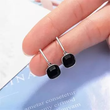 Новые модные корейские ювелирные изделия из стерлингового серебра 925 пробы, геометрические, простые, квадратные, длинные, женские серьги-гвоздики с кристаллами, Se828