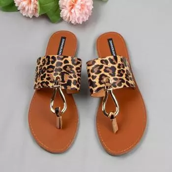 Новые модные кожаные сандалии женские летние туфли на плоской подошве с открытым носком снаружи пляжные модные леопардовые женские шлепанцы большие размеры 36-41 36 коричневый