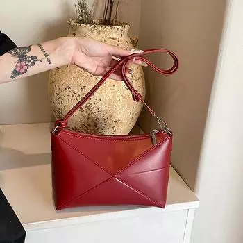 Новые модные красные сумки через плечо для женщин, простые сумки из искусственной кожи для поездок на работу через плечо, женские текстурные универсальные квадратные сумки (20cm<Max Length<30cm)