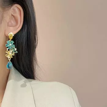 Новые модные красочные цветочные серьги-кисточки модные длинные серьги с кристаллами и цирконами женские аксессуары ювелирные изделия как