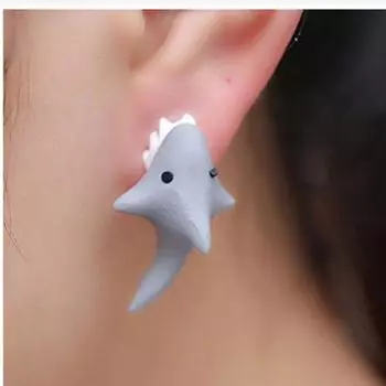Новые модные креативные серьги в виде животных, мультяшные гвоздики из сплава, милые трендовые украшения в виде акулы корги, подарки 1pc