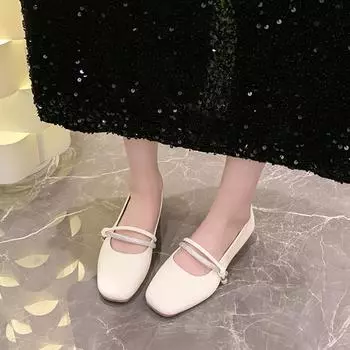 Новые модные кристальные новые весенне-осенние туфли элегантные туфли женские туфли на каблуке лакированная кожа слипоны модные туфли женские 2024 тренд 35 бежевый