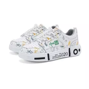 Новые модные кроссовки для мальчиков и девочек на осень-зиму для скейтборда, весенние детские кроссовки на платформе для спорта, бега, ходьбы, повседневные кроссовки для детей 31 белый