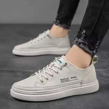 Новые модные кроссовки для мужчин весна/осень на шнуровке дышащие дизайнерские туфли мужские кожаные повседневные туфли pu 39