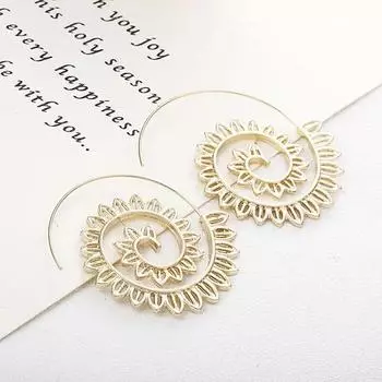 Новые модные круглые спиральные серьги золотого и серебряного цвета для женщин, серьги-кольца из сплава, серьги