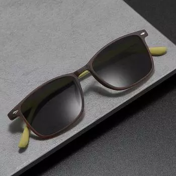 Новые модные квадратные солнцезащитные очки для мужчин, ультралегкие солнцезащитные очки для женщин, трендовые солнцезащитные очки для вождения на открытом воздухе коричневый