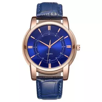 Новые модные кварцевые часы простые концентрические круговые поясные часы водонепроницаемые часы с календарем синий